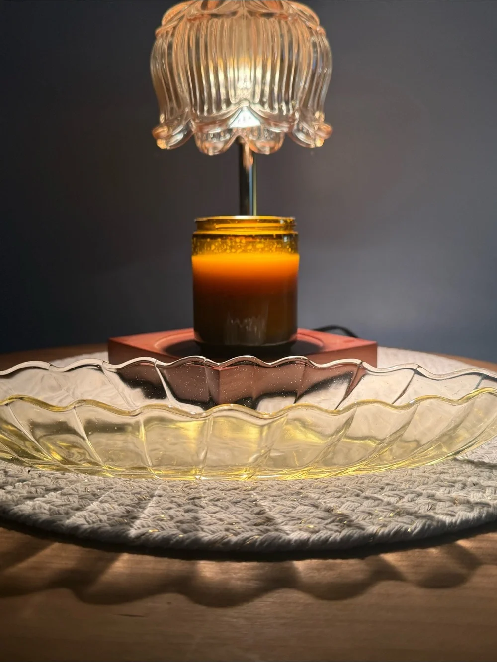Golden / Yellow Scalloped Glass Celery Bowl